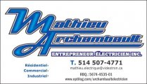 Mathieu Archambault Entrepreneur Électricien Inc.