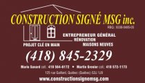 Construction Signé MSG Inc