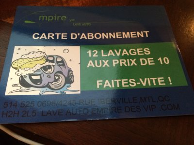 promotion : Lave Auto Empire Des V.I.P